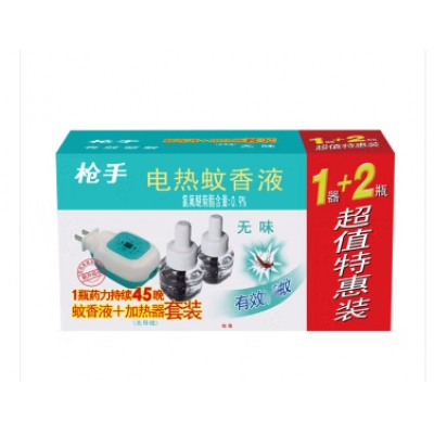 枪手电热蚊香液+蚊香器组合套装（双液+1器）